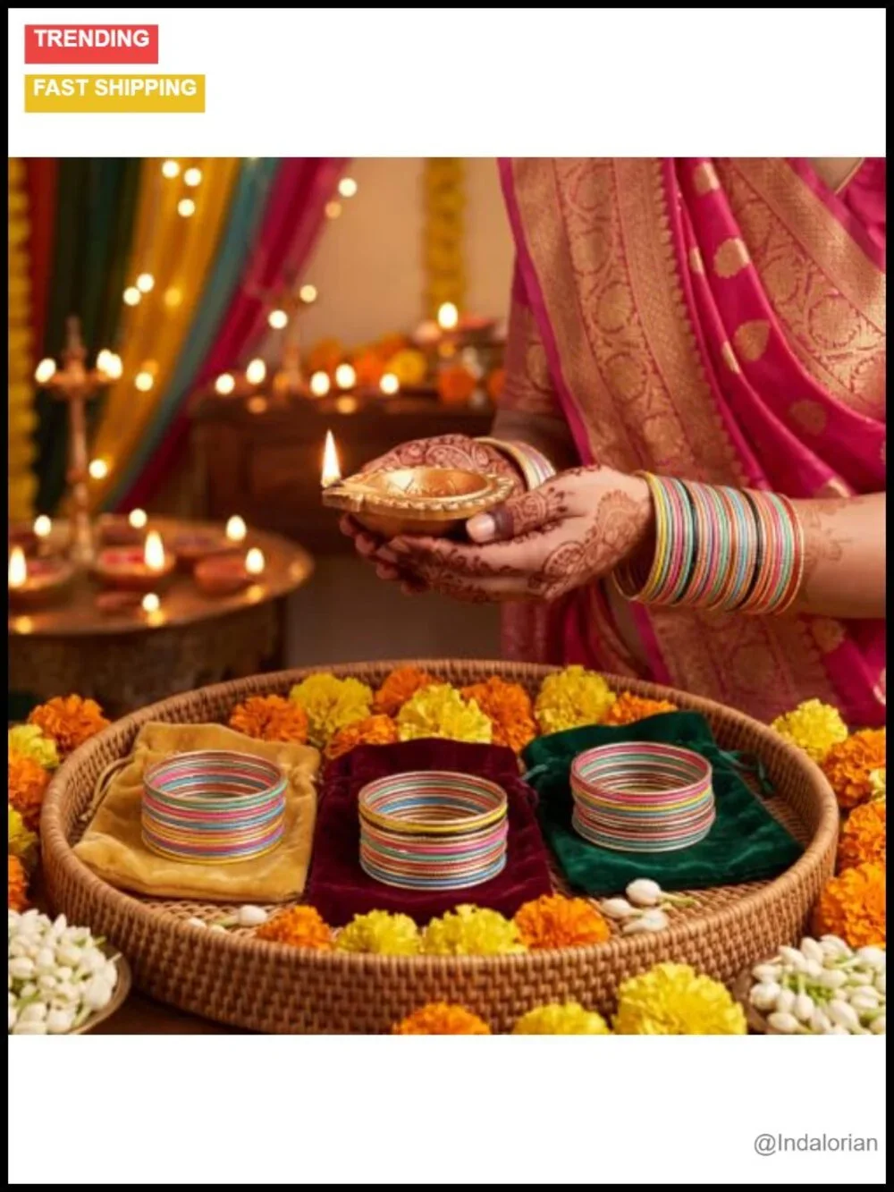 Indian Bangle Set 300 Shimmering Zinc Alloy Bracelets